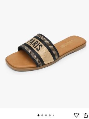 NWOT - Dream Pairs Braided 'PARIS' Slide Sandals in Tan and Black - size 11